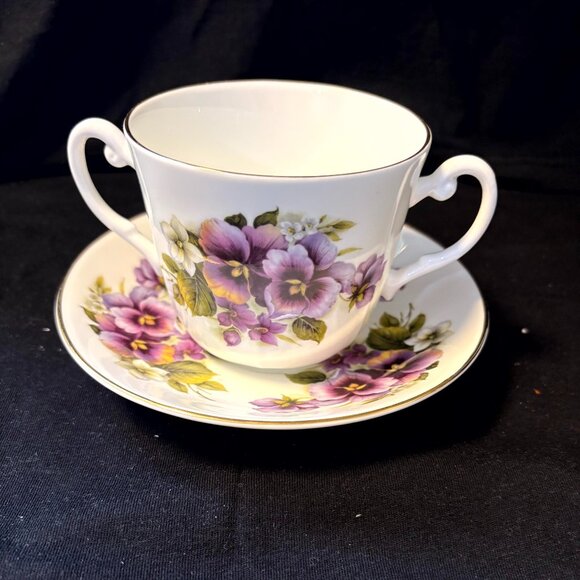Royal Stuart Bone China Cup and Saucer - Double Handled Cup - Picture 2 of 4